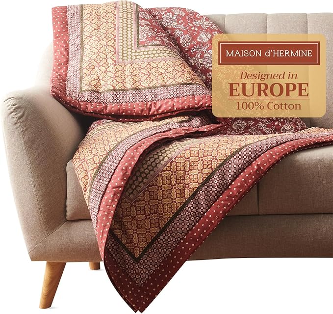 Maison d' Hermine Throw Blanket for Couch Lightweight Soft Warm Breathable Cotton Throw Blankets for Bed Girls Boys Women Men Gifts Sofa Travel Living Room Chair Bedding (60"x80", Surya)