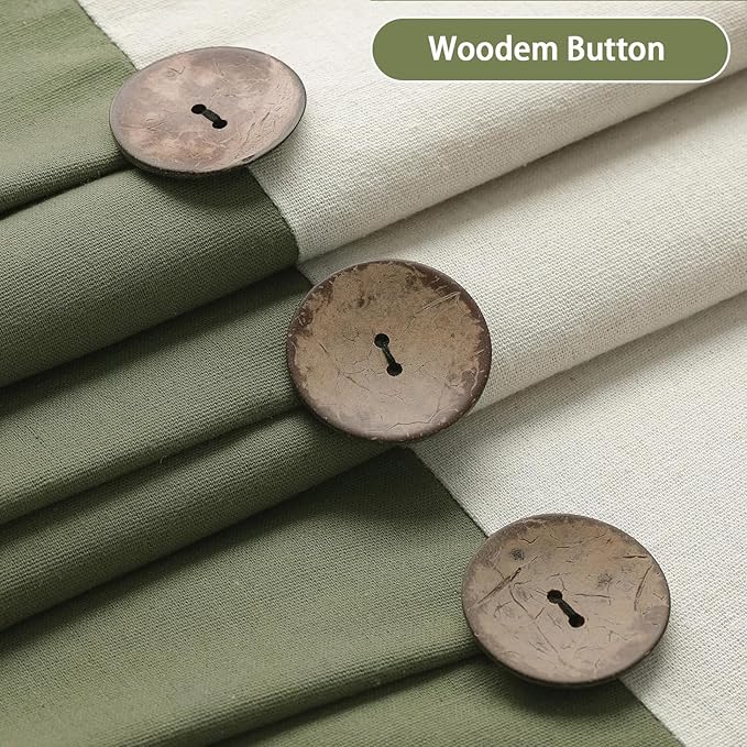 Farmhouse Shower Curtain Linen Bow Woven Fabric Country Rustic Western, Cream & Green 72" W x 72" L