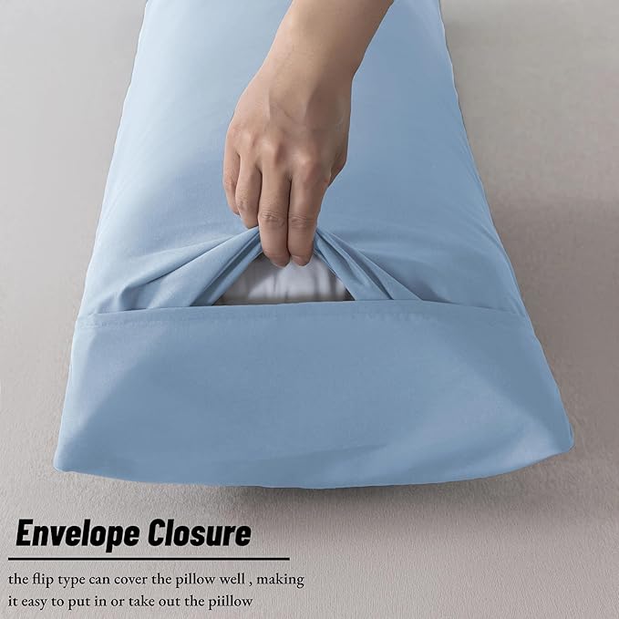 Ubauba Memory Foam Body Pillow with Cover, Full Large Body Pillows Insert for Adults with Envelope Closure Pillowcase, Firm & Fluffy Long Bed Pillows for Sleeping (20x54 inch, Blue)
