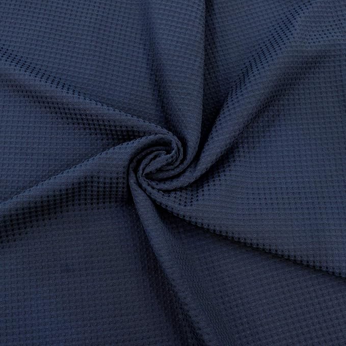 Barossa Design Waffle Weave Shower Curtain Hotel Luxury Spa, 230 GSM Heavy Duty Fabric, Water Repellent, Navy Blue, 71x72 Inch