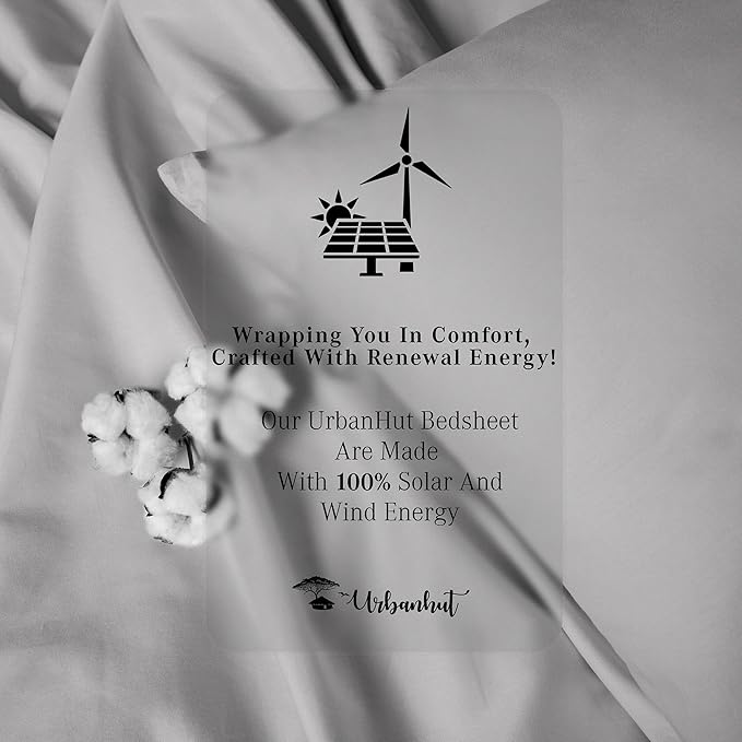 URBANHUT 100% Egyptian Cotton Sheets - 1000 Thread Count Twin Silver Grey Sheet Set (3Pc), Long Staple Cotton Sheets, All Season Sateen Weave, Luxury Hotel Twin Bedsheets,16" Deep Pocket