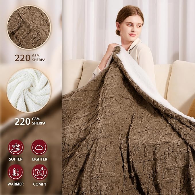 Heated Electric Blanket King Size-100"x90" Heating Blanket with 10 Heating Levels & 5 Time Settings Over-Heat Protection，Winter Warmer for Adults with ETL Certification（Beige）