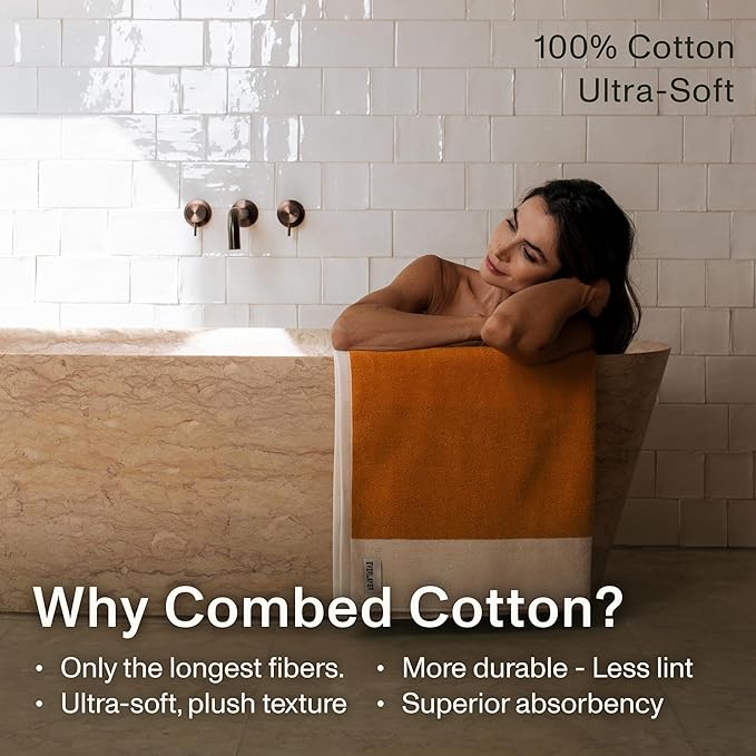 Towels - Ultra Soft, Thick and Plush, Reversible - 1 PC Luxury Bath Towels (27.5"x 54"), 550 GSM,100% Combed Cotton, Made in Portugal, Perfect for Home and Bathroom,Amber Charcoal-Janus