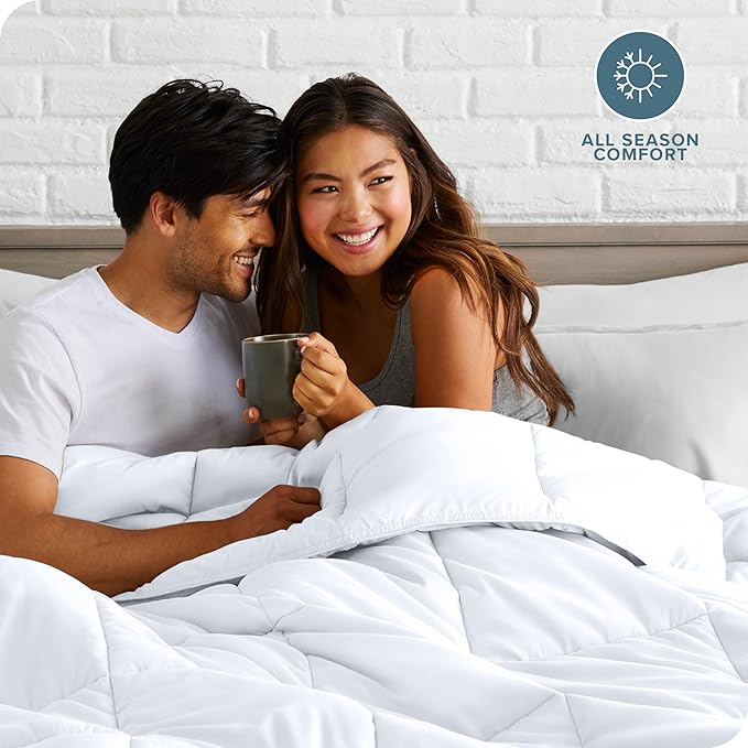 Bare Home Duvet Insert Comforter - Full Size - Goose Down Alternative - Ultra-Soft - Premium 1800 Series - All Season Warmth - Bedding Comforter (Full, White)