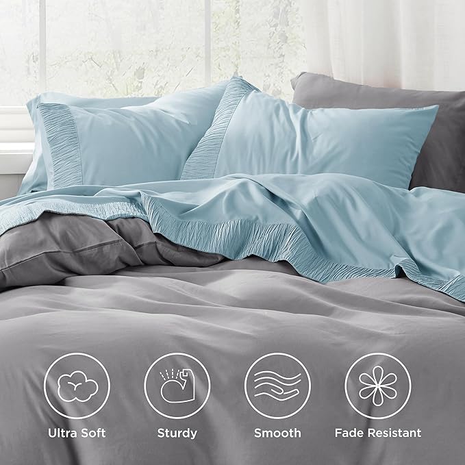 Bedsure Twin XL Sheet Sets Dorm Bedding - 3 Pieces Soft Extra Long Twin Sheets, Hotel Luxury, Easy Care Microfiber for Women, Men, Light Blue