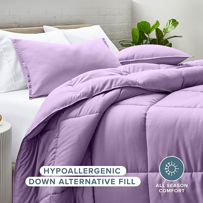 Bare Home Comforter Set - King/California King Size - Ultra-Soft - Goose Down Alternative - Premium 1800 Series - All Season Warmth (King/Cal King, Lavender)