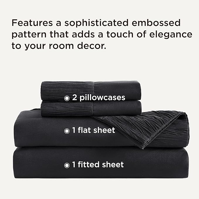 Bedsure King Size Sheets Set - 4 Pieces Soft King Sheets - Breathable & Cooling - Hotel Luxury - Easy Care Polyester Microfiber Bedding for Women, Men, Black
