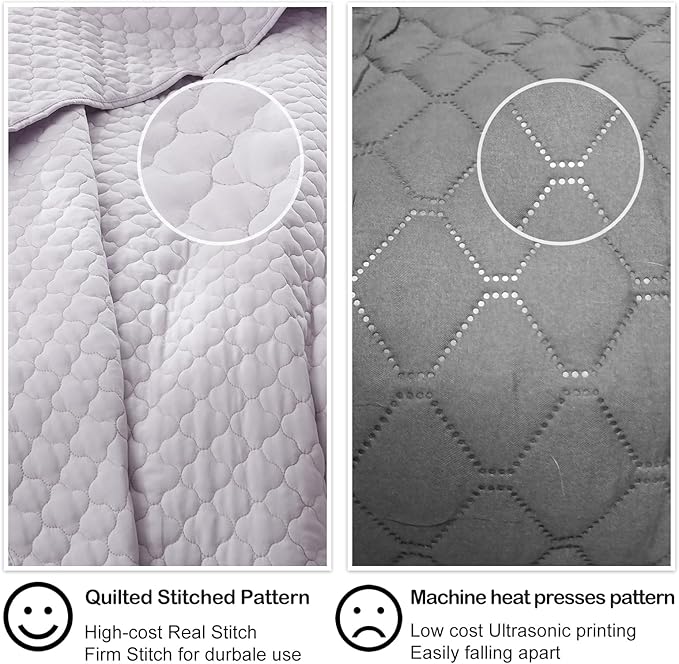 HORIMOTE HOME Quilt King Size Lavender(Light Purple), Lightweight Quilt for Summer, Ultra-Soft Microfiber Modern Style Quilted Clouds Pattern Bedspread Quit Set 3 Pieces(1 Quilt and 2 Pillow Shams)