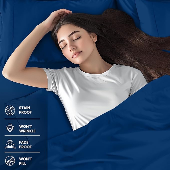 Utopia Bedding Full Sheet Set – 4 Piece Bed Sheets for Full Size Bed, Soft and Breathable Microfiber, Includes 1 Fitted Sheet, 1 Flat Sheet and 2 Pillowcases (Dusk Blue)