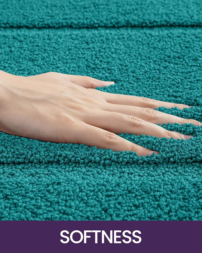 DEXI Bathroom Rugs 36x24, Washable Non Slip Bath Mat for Shower Floor, Absorbent Quick Dry Bathmat with Rubber Backing, Ultra Soft Plush Carpet for Tub, Teal