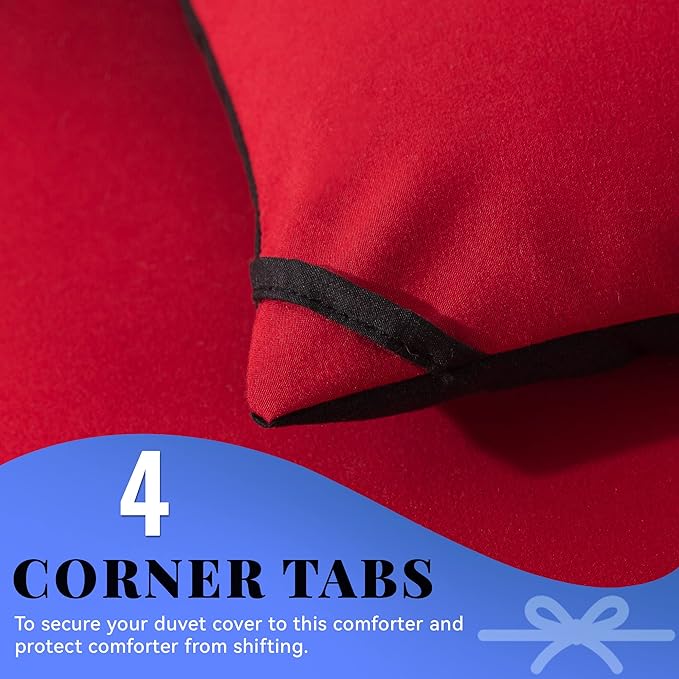 Cosybay Down Alternative Comforter (Red/Black, Queen) - All Season Soft Quilted Queen Size Bed Comforter - Duvet Insert with Corner Tabs -Winter Summer Warm Fluffy, 88x92inches