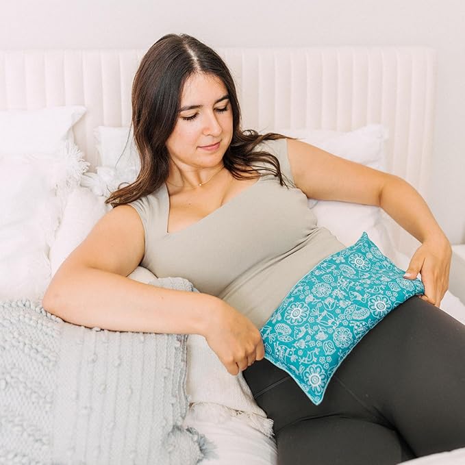 Large Microwave Heating Pad with Flax Seed, Scented or Unscented, Good for Back Pain or Cramps, Moist Heat Therapy or Ice Pack, Microwavable Bean Bag, 6" x 12" (Mushroom, Lavender & Peppermint)