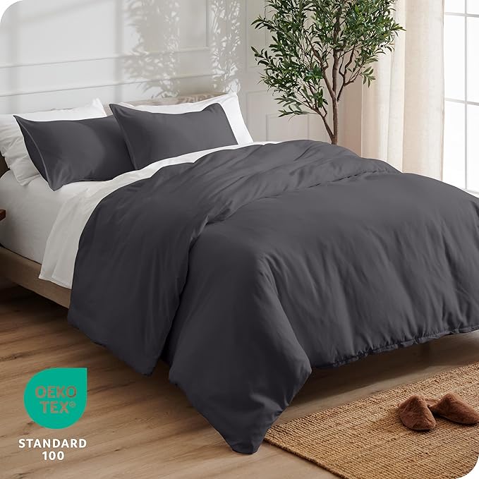 Bare Home Bedding Duvet Cover California King Size - Premium 1800 Super Soft Collection - Lightweight, Cooling - Soft Breathable Bedding Duvet Cover (Cal King, Forged Iron Grey)