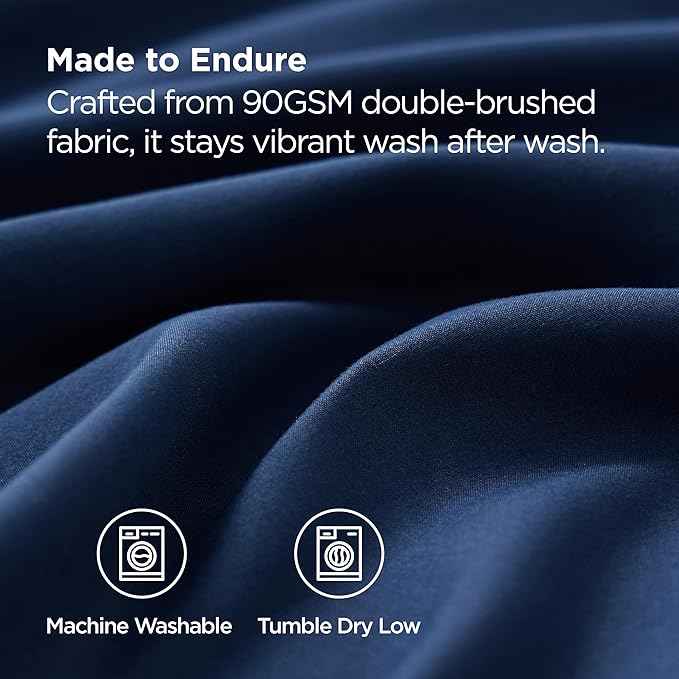 Bedsure Pillow Cases Standard Size Set of 2 - Navy Microfiber Pillowcases, Super Soft and Cozy Double Brushed Pillow Case Covers with Envelope Closure, Wrinkle, Fade and Stain Resistant, 20x26 Inches