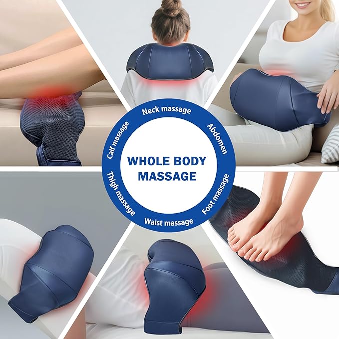 Joyset Shiatsu Neck and Back Massager with Heat,Electric Shoulder Massager for Pain Relief Deep Tissue,3D Kneading Massage with Cloth Cover Easy to Clean Best Gift for Men Women Parents (Blue)