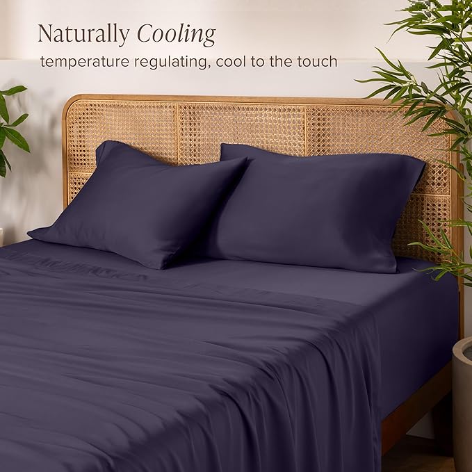 Bare Home 100% Rayon Made from Bamboo Queen Sheet Set - 4 Piece Bedding Set - Deep Pockets - Breathable - Easy Fit - Bedding Sheets & Pillowcases (Queen, Dusty Purple)