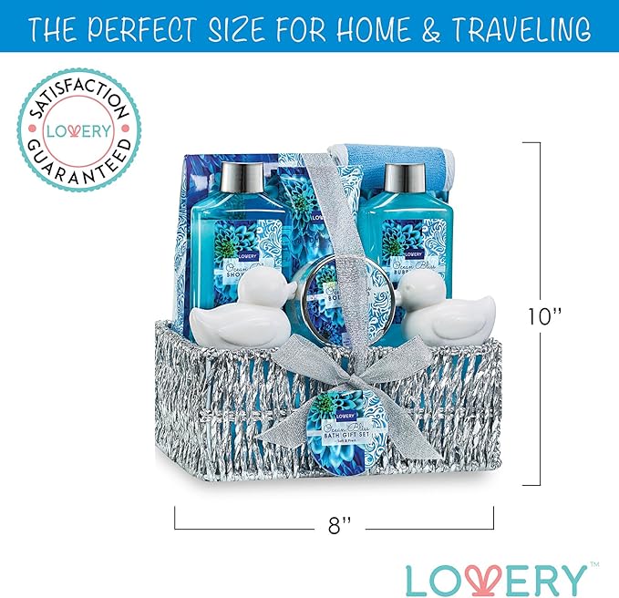 Christmas Gifts, Spa Gift Basket in Heavenly Ocean Bliss Scent-9pc Bath & Body Set-Shower Gel, BubbleBath, Bath Salt, Body Lotion & more! Great Wedding, Anniversary, Birthday, Graduation Gift forWomen