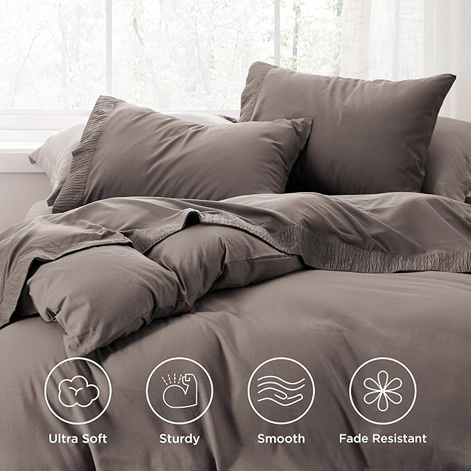 Bedsure California King Sheet Sets - 4 Pieces Soft Cal King Sheets - Breathable & Cooling - Hotel Luxury - Easy Care Polyester Microfiber Bedding for Women, Men, Taupe