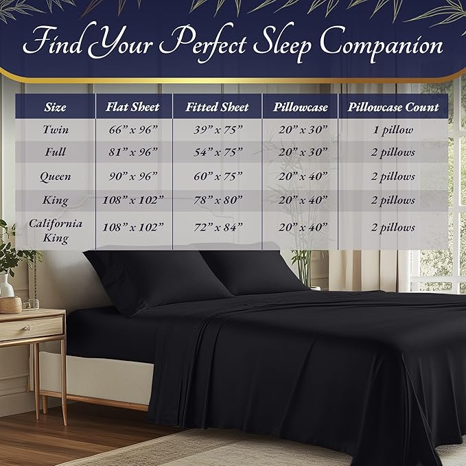 DECOLURE 100% Viscose Derived from Bamboo Sheets Twin Size 3pcs - Ultra Soft & Luxuriously Cooling, 17" Deep Pocket, Double Stitching, Perfect for Hot Sleepers - Twin Bed Sheets (Charcoal)