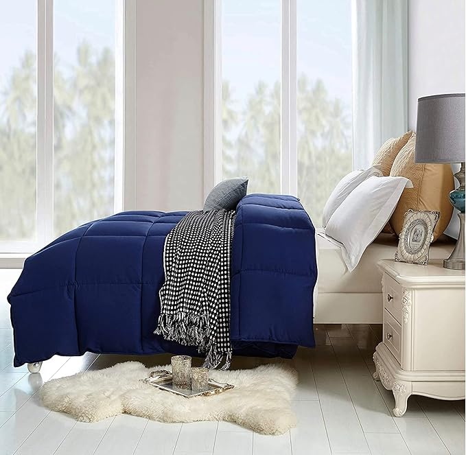 Lavish Comforts® Luxury Dark Blue Comforter | Navy Blue Duvet | Premium Bedding | Down Alternative Duvet Insert | Machine Washable Comforter | King 104" x 86"