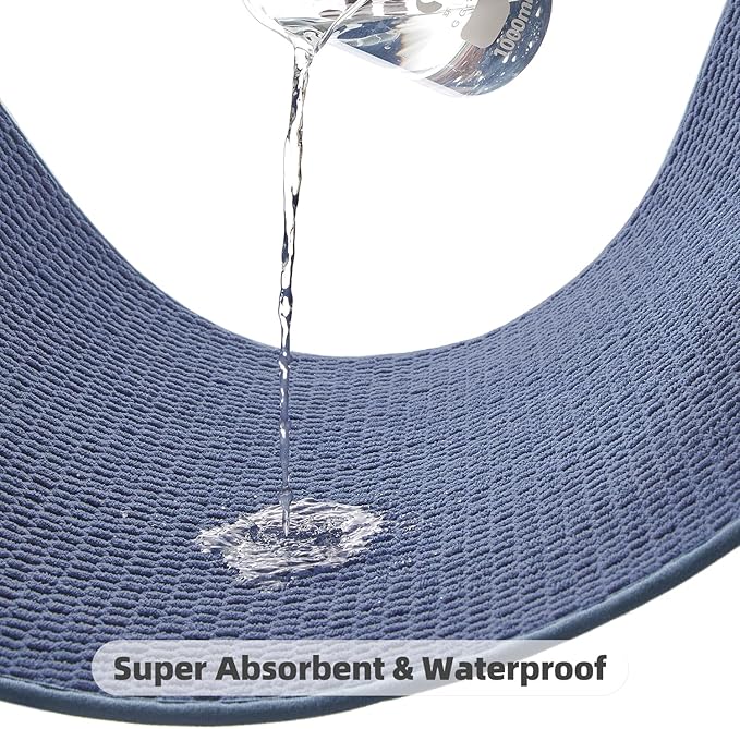 Bathroom Rugs Non Slip Washable, Super Absorbent Thin Bath Mat Small Quick Dry Low Pile Bathroom Rug, Denim Blue 20"x30"