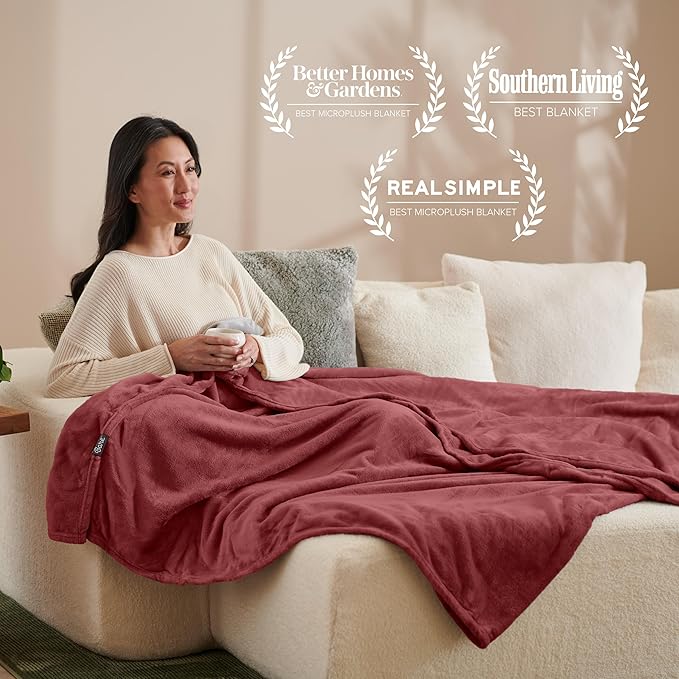 Bare Home Fleece Blanket - King Size - Ultra-Soft Lightweight for Bed, Sofa, and Couch - Luxury Microplush - Cozy Warm Blanket (King, Rosewood)