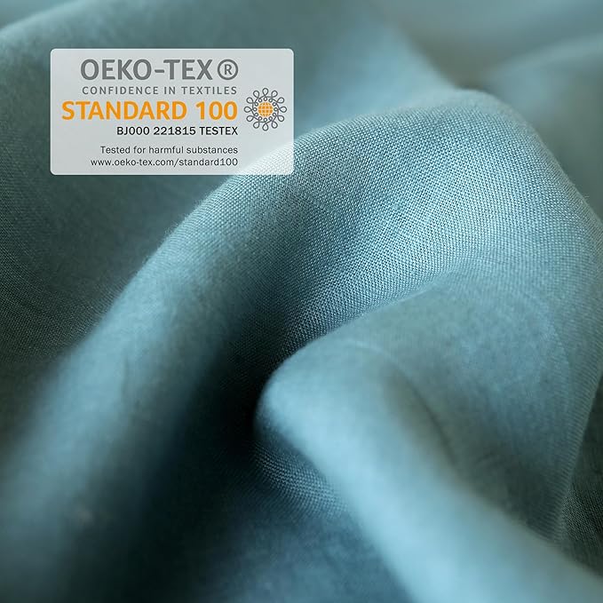 XZ XIFA Blue Linen Duvet Cover King, 100% Washed French Flax Linen Bedding with Zipper Closure, Cooling for Hot Sleepers, Textured Bed Sets - 1 Duvet Cover and 2 Pillowcases.