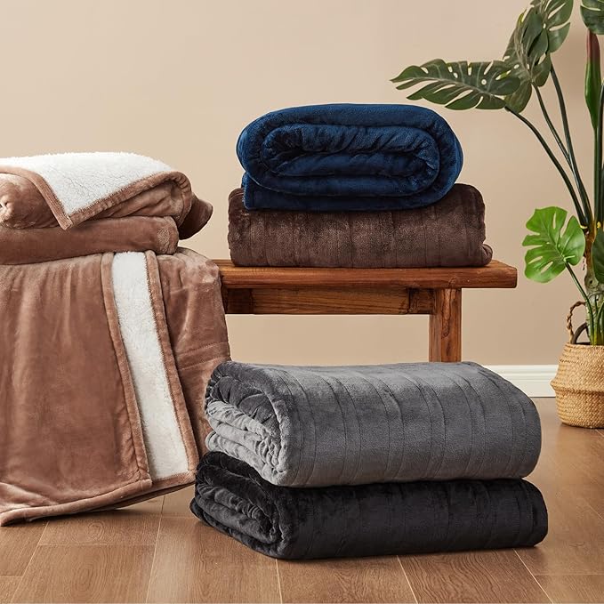 EHEYCIGA Heated Blanket - Twin Size, 9 Heating Levels, 10 Hour Auto Off, Soft Cozy Sherpa Washable Blanket, 62 x 84 Inches