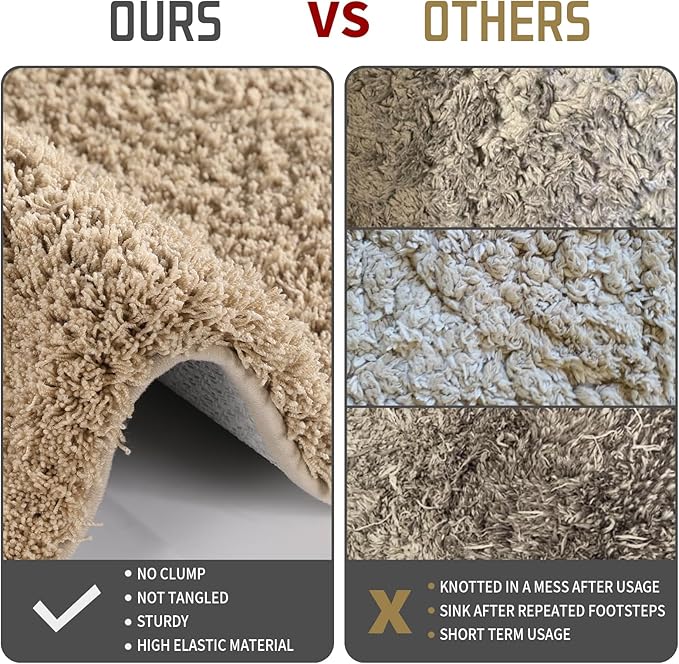 Yimobra Bath Rugs for Bathroom 32x20, Ultra Soft and Water Absorbent Bath Mats, Non Slip Plush Shower Rugs, Microfiber Thick Matts for Bathroom Floor/Tub, Machine Washable, Pure Beige