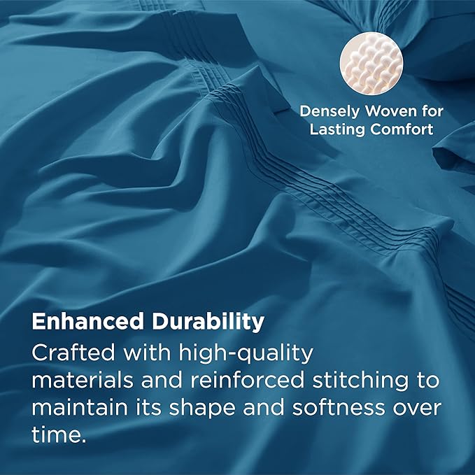 Bedsure Twin XL Sheets Dorm Bedding, GentleSoft Breathable Extra Long Twin Sheets & Pillowcases, Moisture Wicking Cooling, Deep Pocket Fits Mattress Up to 21 Inches Thick, Teal Blue