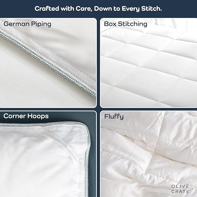 Olive + Crate 100% Viscose Derived from Bamboo - Queen Size - Hypoallergenic, Cooling & Moisture-Wicking Bedding - All Season Lightweight Plush Design - Organic Queen Comforter - 80"x 90"