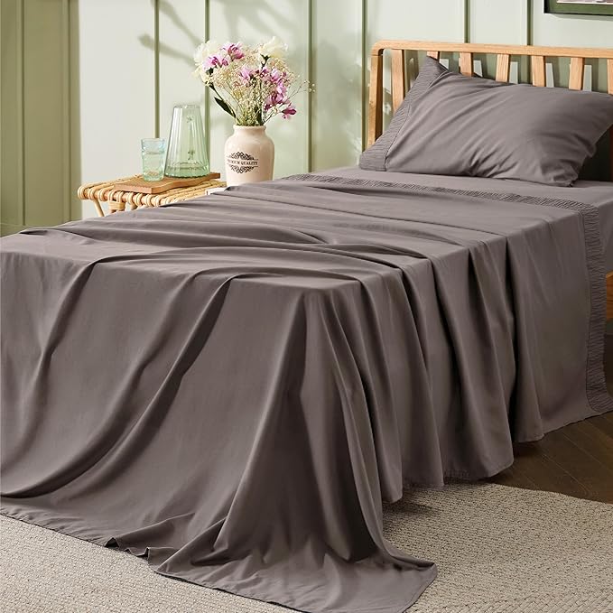 Bedsure Twin XL Sheet Sets Dorm Bedding - 3 Pieces Soft Extra Long Twin Sheets, Hotel Luxury, Easy Care Microfiber for Women, Men, Taupe