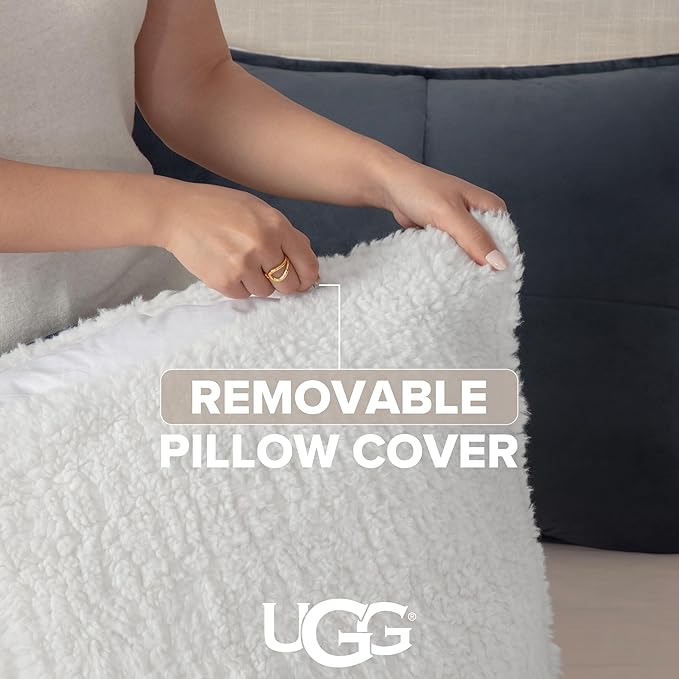 UGG Blissful Comforter Set with 2 Pillow Shams Reversible White Comforter Plush Fluffy Warm Bed Set Premium Hypoallergenic Down Alternative Bedding Breathable, King/California King, Blue Imperial