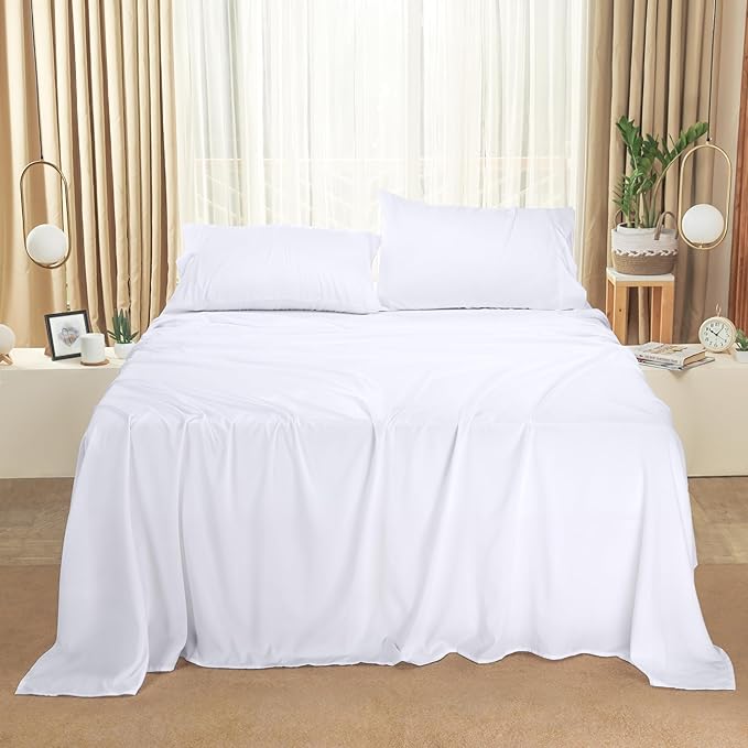Utopia Bedding Full Sheet Set 4 Piece Bed Sheets for Full Size Bed, Hotel Luxury, Extra Soft, Cooling Bed Sheets - Wrinkle, and Fade Resistant (White)