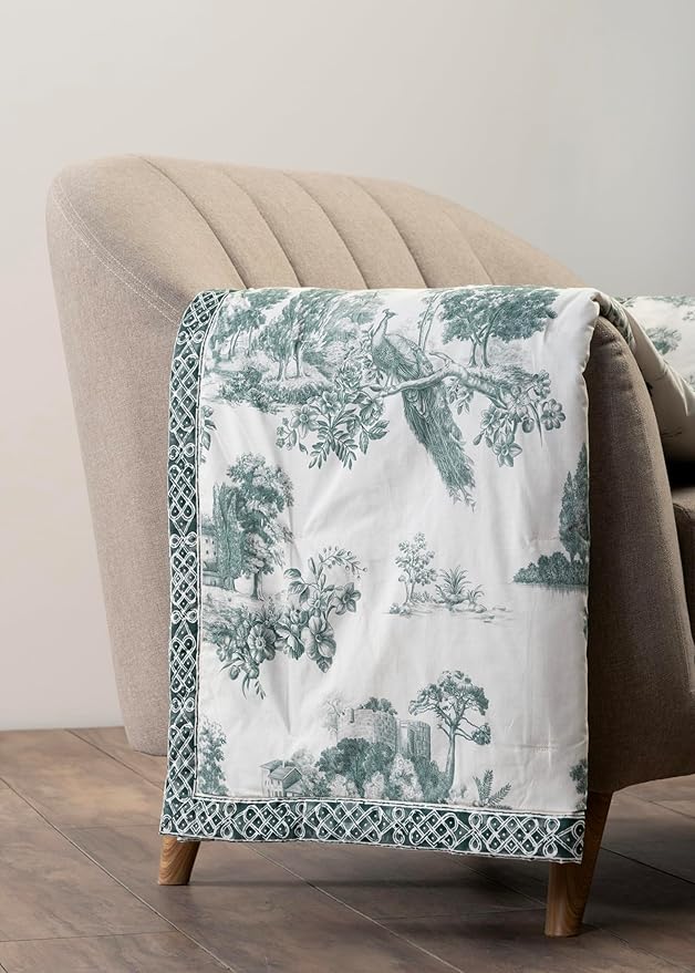 Maison d' Hermine Throw Blanket for Couch Lightweight Soft Warm Breathable Cotton Throw Blankets for Bed Girls Boys Women Men Gifts Sofa Travel Living Room Chair Bedding (50"x60", Trianon)