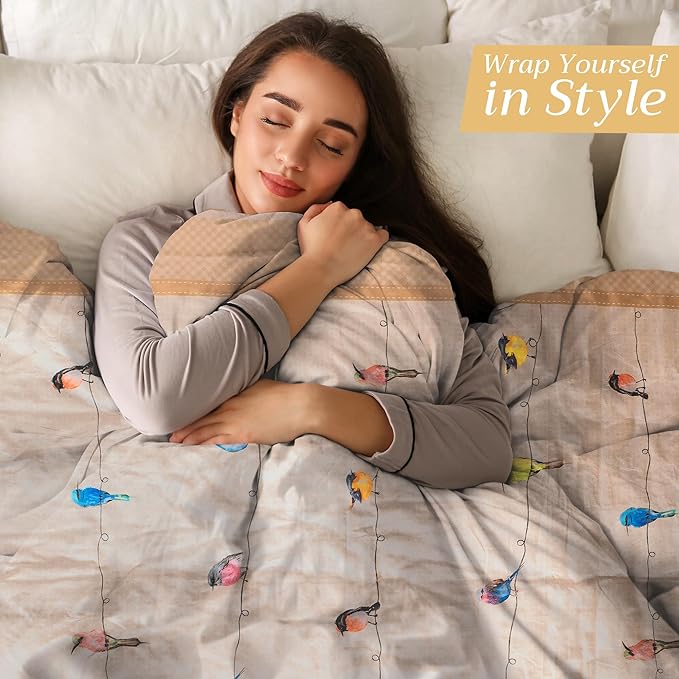 Maison d' Hermine Throw Blanket for Couch Lightweight Soft Warm Breathable Cotton Throw Blankets for Bed Girls Boys Women Men Gifts Sofa Travel Living Room Chair Bedding (50"x60", Birdies On Wire)