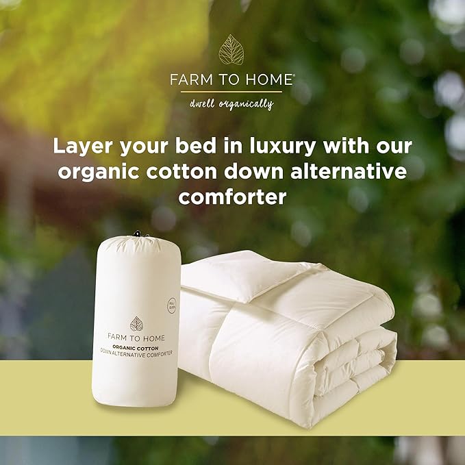 Farm To Home Down Alternative Comforter King Size 100% Organic Cotton Duvet Insert Hotel Collection Hypoallergenic Comforter Machine Washable Comforter 108 x 98 for All Season