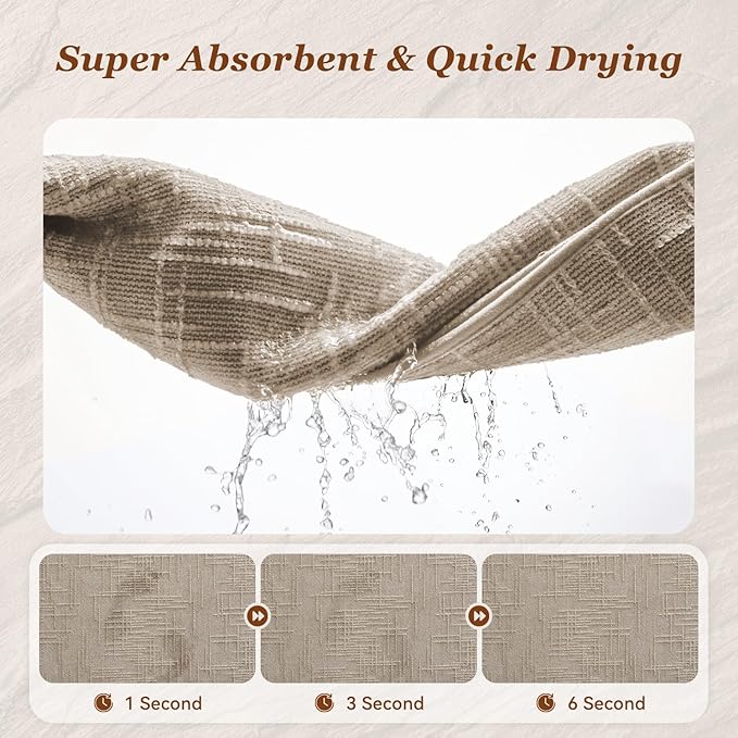 AMOAMI Bath Mat Non Slip Super Absorbent Quick Dry Bath Mats for Bathroom Floor Rubber Backing Washable Bathroom Rugs Modern Woven Jacquard Mat, Beside Tub Bath Rugs, 2'x4', Brown