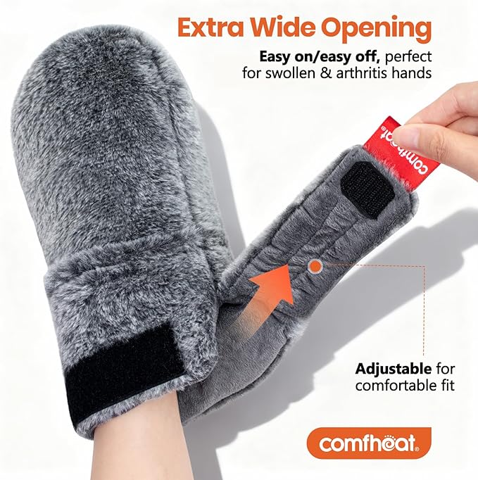 XL Heated Gloves for Arthritis Hands Pain Relief, Microwavable Hand Warmers Mitts with Adjustable Strap for Trigger Finger Raynaud's Carpal Tunnel, Lavender Scent Hand Muff Gift for Mom Dad