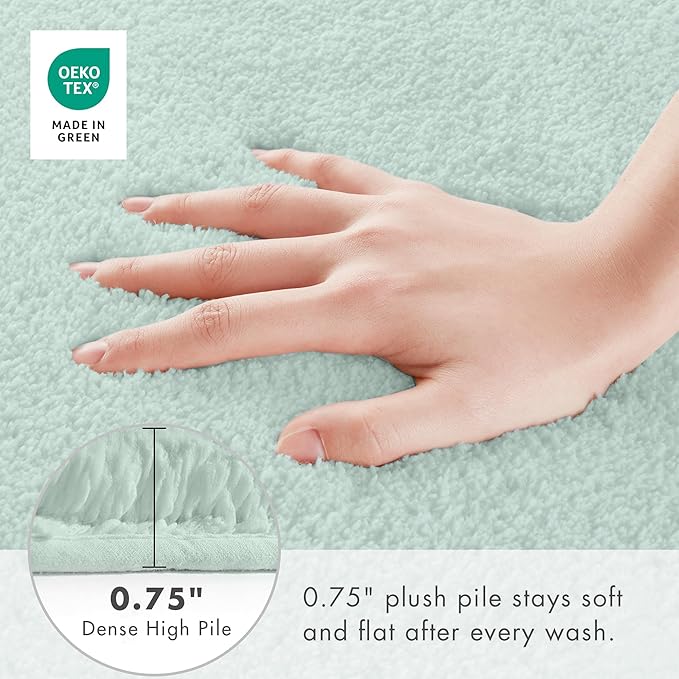 Madison Park Signature Marshmallow Bathroom Rug Non Slip, Luxrurious Plush Bath Mat, Absorbent, Quick Dry, Spa Design Bath Room Décor, 20x24, Seafoam