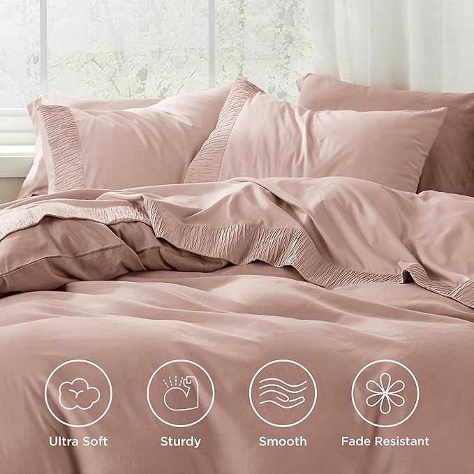 Bedsure California King Sheet Sets - 4 Pieces Soft Cal King Sheets - Breathable & Cooling - Hotel Luxury - Easy Care Polyester Microfiber Bedding for Women, Men, Dusty Pink