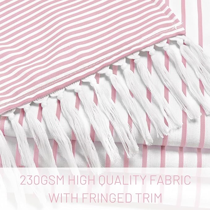 Awellife Boho Pink Shower Curtain for Bathroom Stripe Tassel Shower Curtain 72 X 72 Inches Farmhouse Cotton Girls Coral