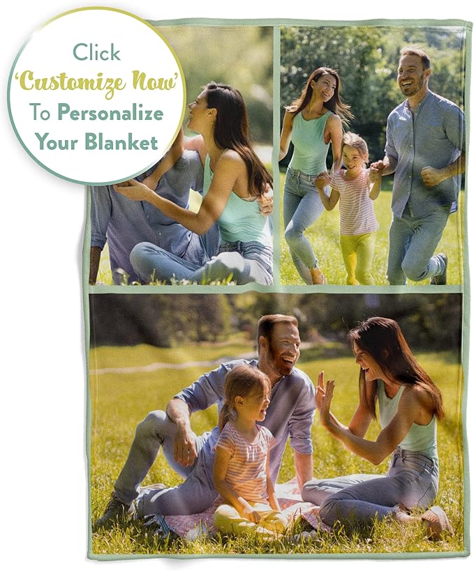 Ships Next Day, Custom Blanket with Picture - Printed in USA, Personalized Photo Blanket (Fleece - 30x40)