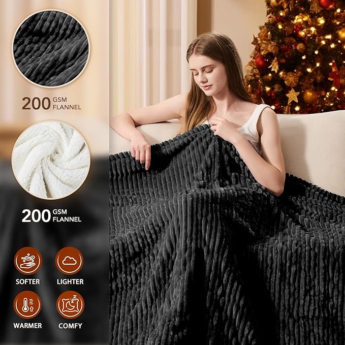 Homemate Electric Heated Blanket Full Size - 72"x84" Heating Blanket Full Size 1/2/4/6/8 Hours Auto-Off 10 Heat Level Over-Heat Protection Soft Flannel Sherpa ETL Certification