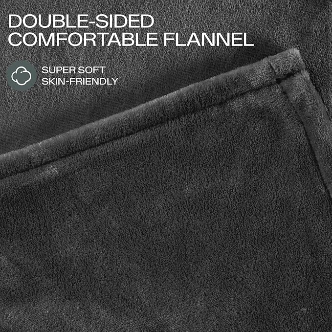 Heated Blanket King Size with Dual Control, Electric Blanket Double-Layer Flannel, Heating Blanket with 8 Heating Levels & 10 Hours Auto-Off Machine Washable, ETL Certification (Dark Grey, 100" x 90")