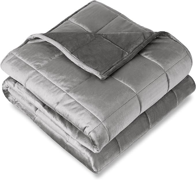 Bare Home Weighted Blanket King Size 25lb (80" x 87") for Adults - Minky Fleece - Premium Heavy Blanket Nontoxic Glass Beads (Light Grey, 80"x87")