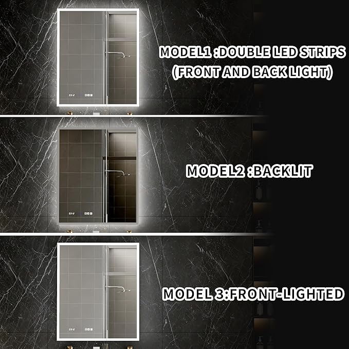 Lighted Medicine Cabinet with Mirror 30"x36" Recessed LED Medicine Cabinet Mirror, Front&Backlit, 3-Color Temperatures, Stepless Dimming, Anti-Fog, Magnifier, 2 Outlets, Storage Shelves, ETL Certified