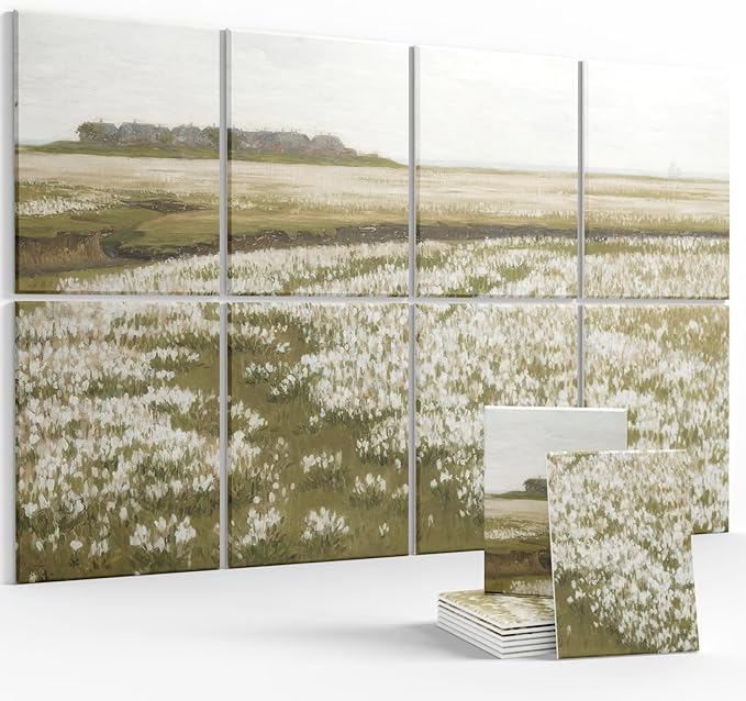 Wall Art Acoustic Panels,35''X24'''Soundproof Wall Panels-8-Pack with 50 Adhesive Tabs, Panels for Living Room and Recording Studio, Offices-A Vast Summer Landscape