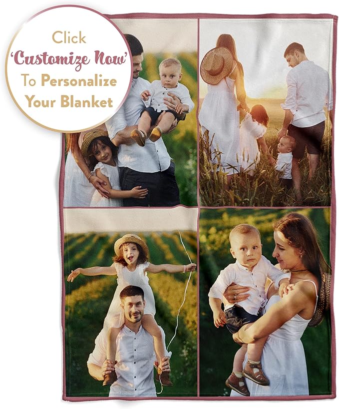 Ships Next Day, Custom Blanket with Picture - Printed in USA, Personalized Photo Blanket (Fleece – 60x80)