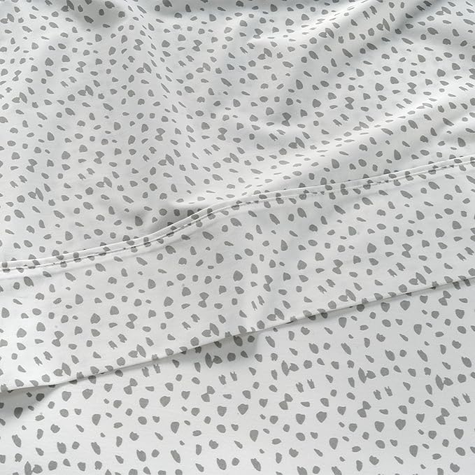 LANE LINEN 100% Cotton Bed Sheets – Twin XL Sheet Sets, 450 Thread Count Cooling Sateen Weave, Soft & Fade-Resistant, 15” Deep Pocket Fully Elasticized Fitted Sheet, Misty Dot